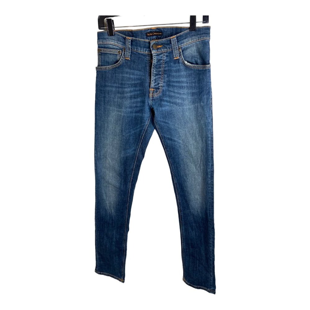 Nudie Jeans Grim Tim Bright Dawn button fly tapered‎ jeans 30/34 Organic Cotton